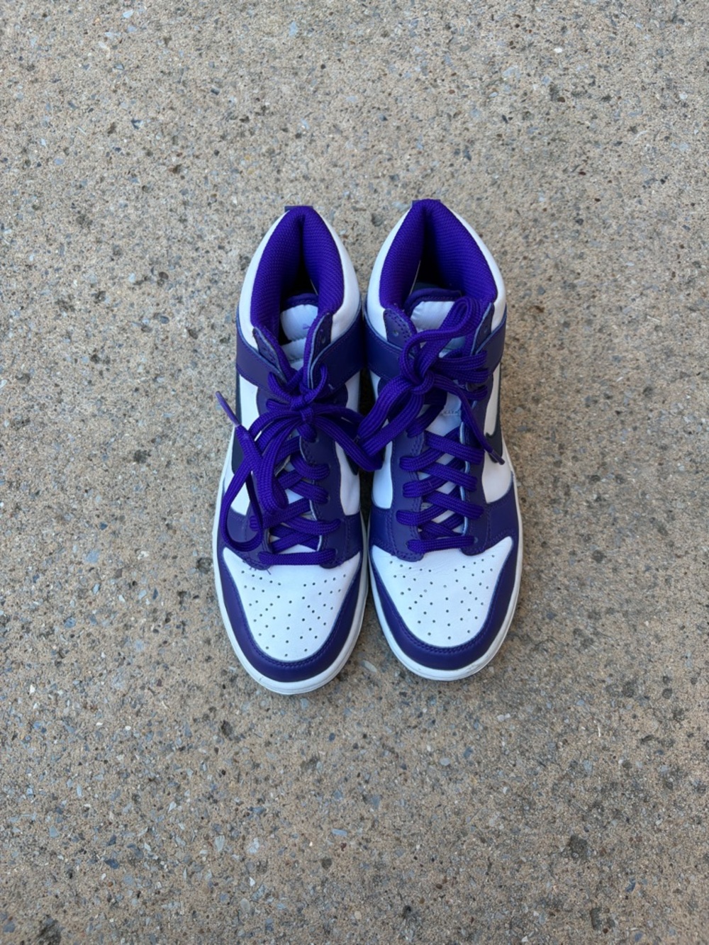 Nike White and Electro Purple/ Midnight Navy High-Top Sneakers
